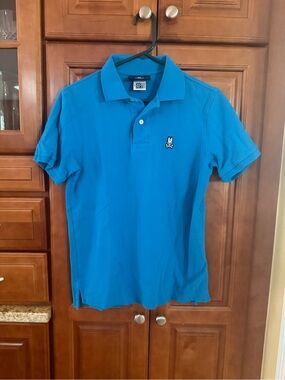 Psycho Bunny by Robert Godley Men's Blue Polo Shirt Size 4 (Medium) Short Sleeve